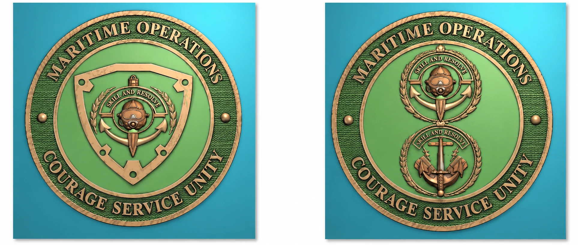 3D Relief Preview: retouched coin presentation with substituted lettering and adjusted decorative details